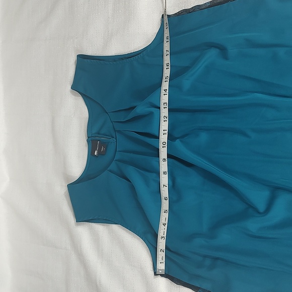 Covington Tank Top Turquoise Blue Black Pleated Front High Low Size Large - Picture 8 of 8